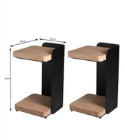 طقم طاولات قهوة 3 قطع بتصميم مودرن - لون بني و اسو...