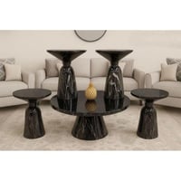 طقم طاولات مودرن 5 قطع بتصميم فاخر - أسود