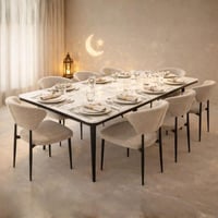 طاولة طعام رخام مع 8 كراسي بتصميم رائع