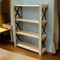 رفوف عرض و تخزين خشب 4 دور باللون البيج مقاس 73x10...