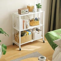 ارفف تنظيم حديد قابلة للطى 3 دور باللون الابيض مقا...