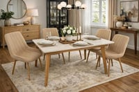 طاولة طعام 4 كراسي مودرن بتصميم أنيق - بيج