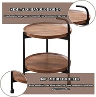 طاولة جانبية خشب 2 دور متحركة بأرجل معدن لون بني م...