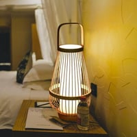 اباجورة طاوله من الخيزران باللون البيج - مقاس 33 س...