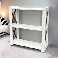 رفوف عرض و تخزين خشب 3 دور باللون الأبيض مقاس 73x8...
