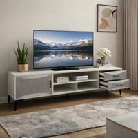 طاولة تلفزيون مودرن بتصميم رائع - أبيض مع رمادي