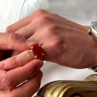 خاتم فضة خالص لون احمر