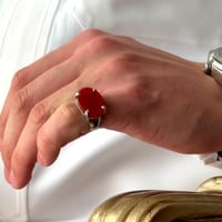 خاتم فضة خالص لون احمر