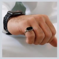 خاتم رجالي فضة بحجر اسود فخم