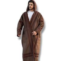 فروة رجالي مع قبعة شمواه لون بني