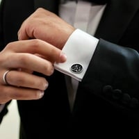 كبك رجالي فضة لون اسود مخصص بالاسم