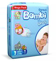 حفاضات العبوة الضخمة رقم 3 بامبي سانيتا 92 حفاض