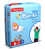 حفاضات العبوة الضخمة رقم 6 بامبي سانيتا 52 حفاض