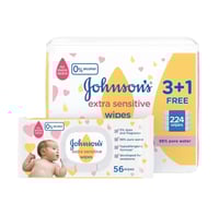 جونسون مناديل أطفال مبللة فائقة الحساسية 56 عبوة 3...