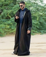 فروة رجالية شتوية – لون أسود بأطراف جلد فاخرة