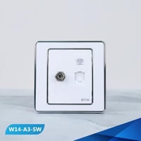 فيش منفذ تلفون مع دش لون ابيض وفضي