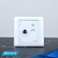 فيش منفذ تلفون مع دش لون ابيض مبروم