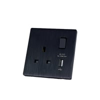 فيش مع مفتاح 13 أمبير ومنفذ USB بيانو أسود خشبي