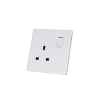 فيش 13 أمبير مع مفتاح بيانو أبيض خشبي