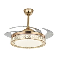 مروحة سقف ذهبية فاخرة مع مصباح و مكبر صوت