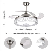 مروحة سقف فضية فاخرة مع مصباح و مكبر صوت