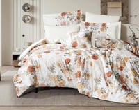 مفرش بالاس جاردن مزدوج قطن فاخر أبيض برسومات الزهو...