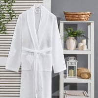 روب نداف - قطن 100% فاخر - تركي - تصميم وافل - أبي...