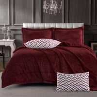 طقم بطانية سابي خفيف فرو مزدوج عنابي عدد القطع 6