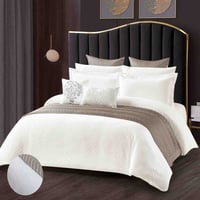 مفرش ويسترن فاخر صيفي مزدوج جاكارد أبيض و رصاصي مط...