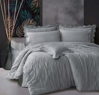 مفرش رانا مزدوج قطن رصاصي عدد القطع 7