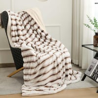 بطانية كلاود ثقيلة فرو ناعم أبيض و بني فاتح مقاس 2...