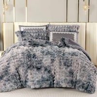 مفرش أوشن شتوي فاخر مفرد ونص مخمل و فرو ناعم رصاصي...