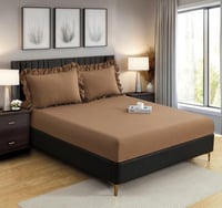 طقم شرشف شارم مطاط صيفي بني