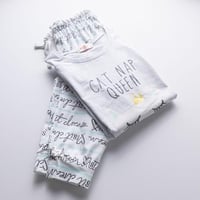 طقم بيجامة بناتي صيفية رصاصي فاتح