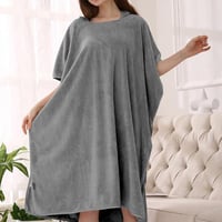 منشفة كابا مخيوط رمادي ريفي بغطاء رأس