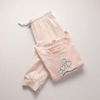 طقم بيجامة بناتي صيفية وردي فاتح