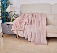 بطانية شتوي فرو ناعم وردي