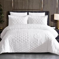 مفرش لاورا شتوي فاخر مزدوج مخمل محفور و فرو أبيض ع...