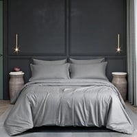 مفرش فندقي نمط هندسي يوناني مزدوج قطن رصاصي 500 غر...