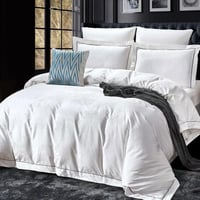 مفرش لوسيا صيفي مزدوج قطن فاخر أبيض عدد القطع 7