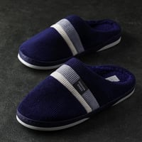 حذاء منزلي رجالي شتوي مخمل و فرو كحلي