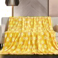 بطانية دايزي مخمل و فرو مفرد ونص أصفر 170 × 220 سم