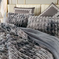 مفرش أوشن شتوي فاخر مفرد ونص مخمل و فرو ناعم رصاصي...