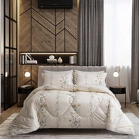 مفرش سمر لاند قطن 100% مزدوج برسومات الزهور كريمي...