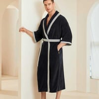 روب استحمام ريفي طراز فندقي مفرد أسود ملكي