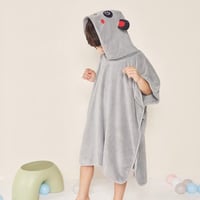 منشفة كابا أطفال ريفي بغطاء رأس رمادي مخيوط عمر 4...