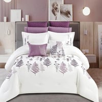 مفرش اميليا صيفي مزدوج فاخر مطرز أبيض و ليلكي عدد...