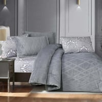 مفرش توليدو شتوي مزدوج مخمل وفرو رصاصي عدد القطع 6