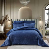 مفرش نارنج شتوي فاخر مفرد ونص مخمل محفور أزرق عدد...