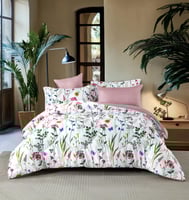 مفرش نوفا صيفي مفرد ونص أبيض ليلكي برسومات الزهور...